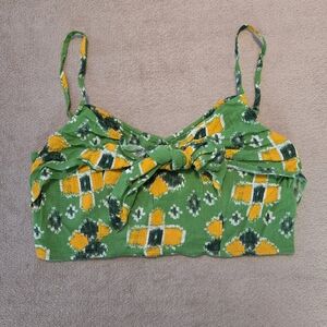 NWT Aerie Green and Orange Crop Top With Front Bow And Smocked Back, Medium